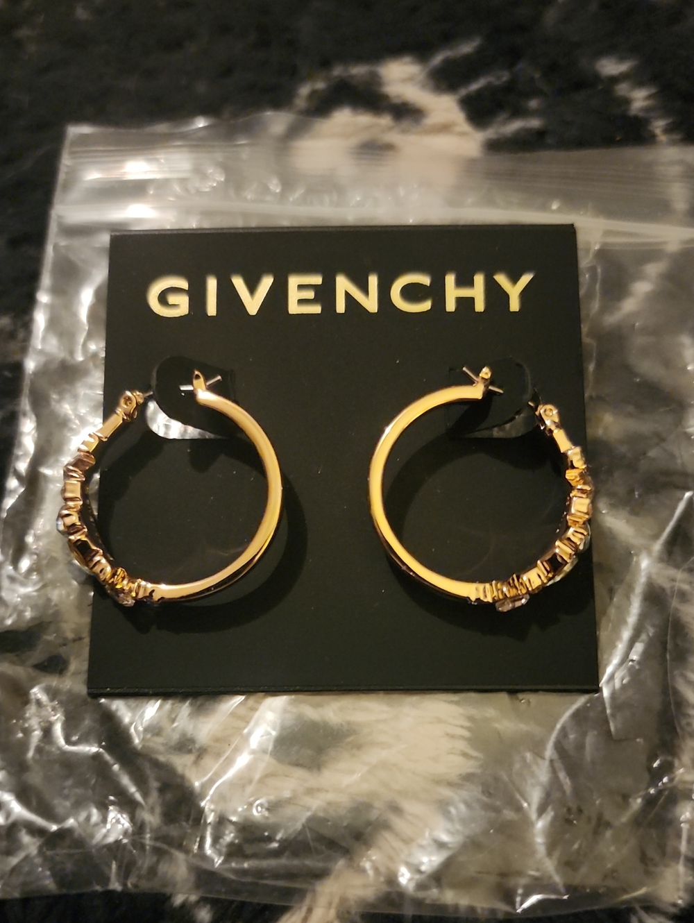 Givenchy Gold Hoop Earrings with Sculpted Bead Accents